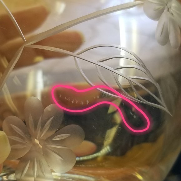 Lenox Etched Flora Vase Small Lead Crystal Glass Flowers Stems Leaves - Picture 5 of 6